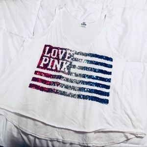 VS PINK sequin 4th of July American Flag Tank Top